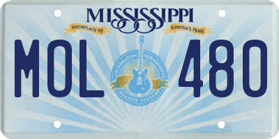 MS license plate MOL480