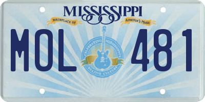 MS license plate MOL481