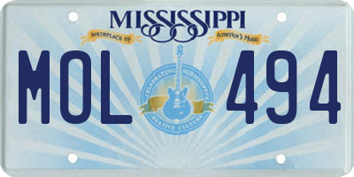 MS license plate MOL494