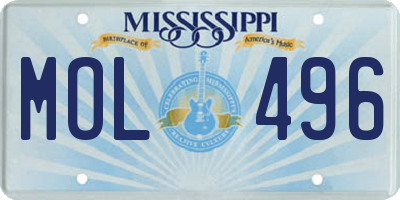 MS license plate MOL496