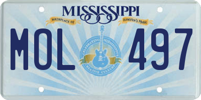 MS license plate MOL497