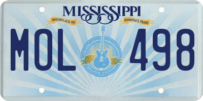 MS license plate MOL498