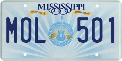 MS license plate MOL501