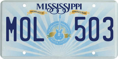 MS license plate MOL503