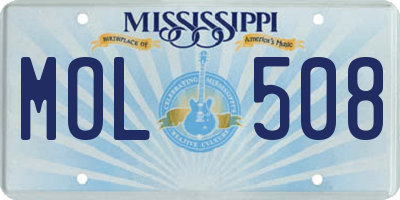 MS license plate MOL508