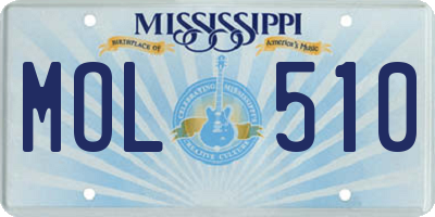 MS license plate MOL510
