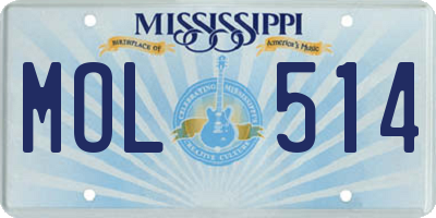 MS license plate MOL514