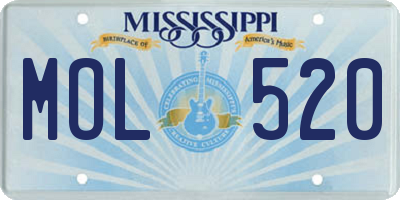 MS license plate MOL520