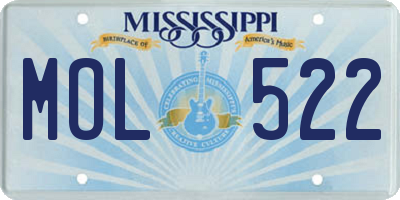 MS license plate MOL522