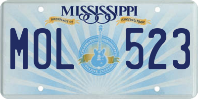 MS license plate MOL523