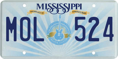 MS license plate MOL524