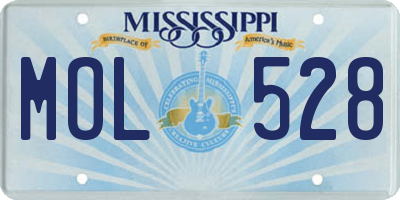 MS license plate MOL528