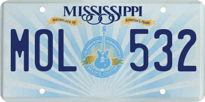 MS license plate MOL532