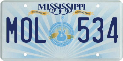 MS license plate MOL534