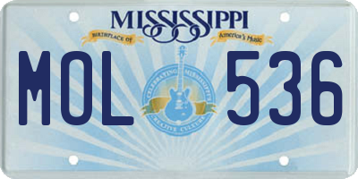 MS license plate MOL536