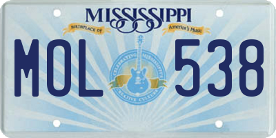 MS license plate MOL538