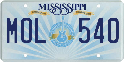 MS license plate MOL540