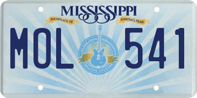 MS license plate MOL541
