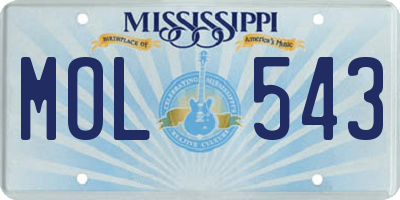 MS license plate MOL543