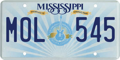 MS license plate MOL545