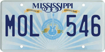 MS license plate MOL546
