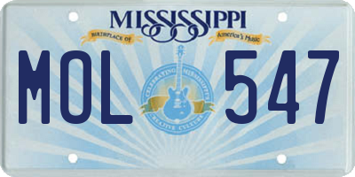 MS license plate MOL547