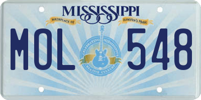MS license plate MOL548