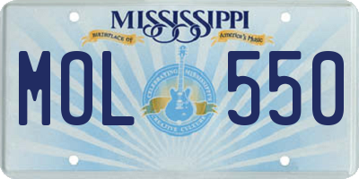 MS license plate MOL550