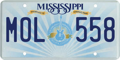 MS license plate MOL558