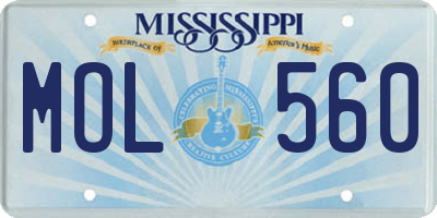 MS license plate MOL560