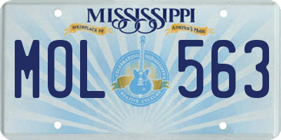 MS license plate MOL563