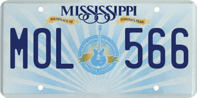 MS license plate MOL566