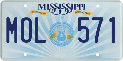 MS license plate MOL571