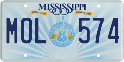 MS license plate MOL574