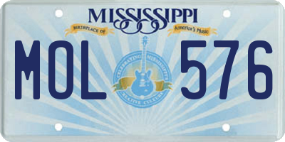 MS license plate MOL576