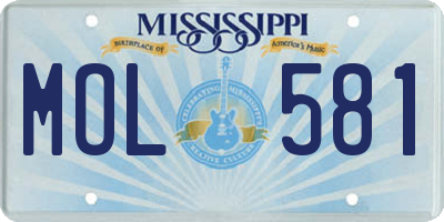 MS license plate MOL581