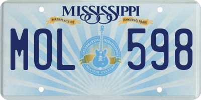 MS license plate MOL598