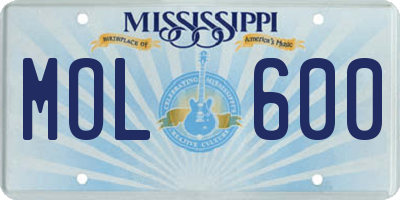 MS license plate MOL600
