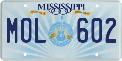 MS license plate MOL602
