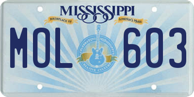 MS license plate MOL603