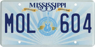 MS license plate MOL604
