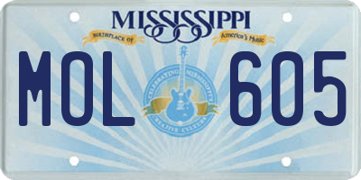 MS license plate MOL605