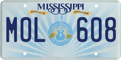 MS license plate MOL608