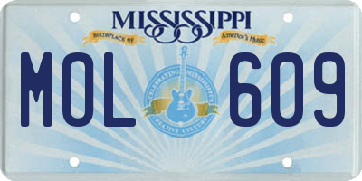 MS license plate MOL609