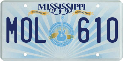 MS license plate MOL610