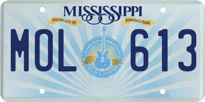 MS license plate MOL613