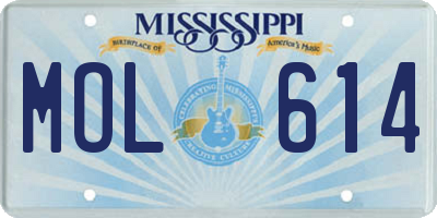 MS license plate MOL614