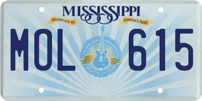 MS license plate MOL615