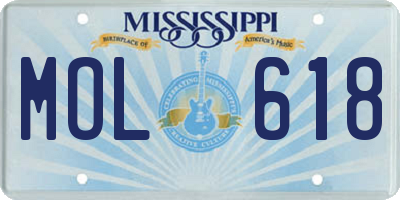 MS license plate MOL618