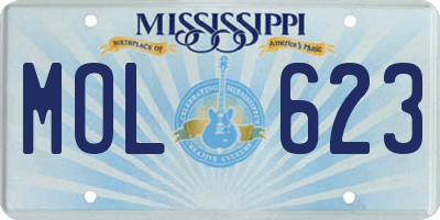 MS license plate MOL623